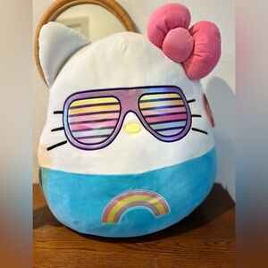 Squishmallows White and Blue Plush with Pink Bow